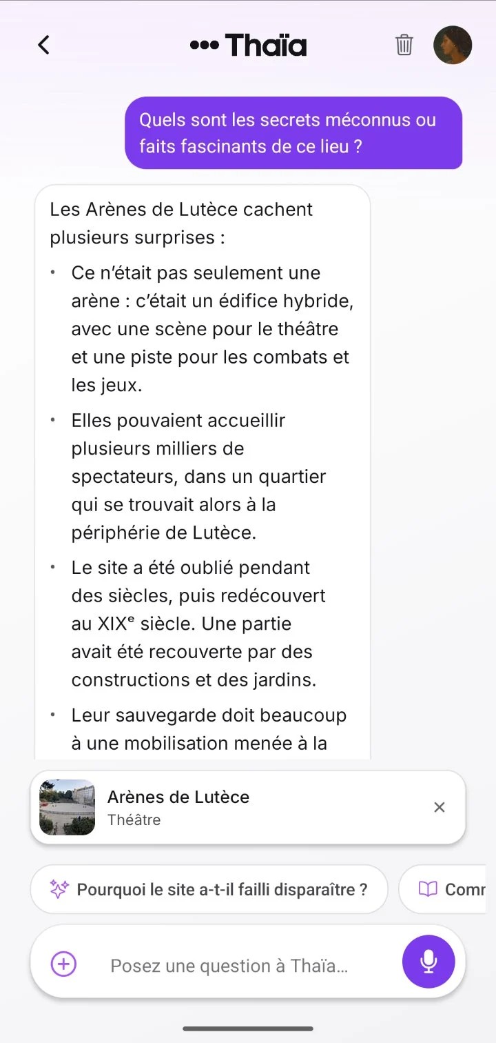 La réponse de Thaïa sur les Arènes de Lutèce